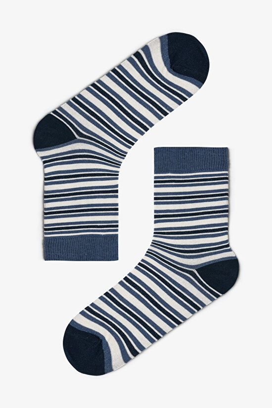 Erkek Blue Line Çizgili 5'li Soket Çorap - 5