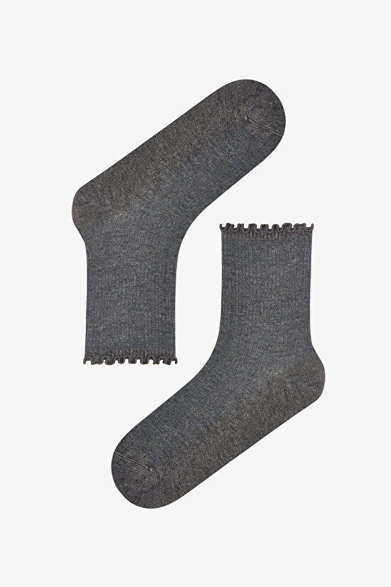 Burgundy Smoke Classy Frill 2 Pack Ankle Socks - 2
