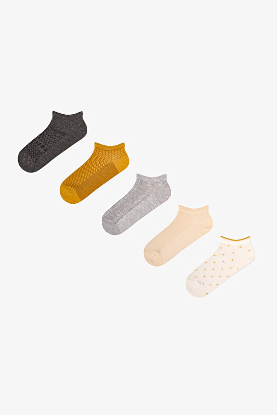 Mustard Dot 5li Patik Çorap - 1