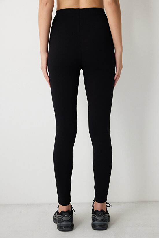 Siyah Yüksek Bel Clean Bilek Boy Basic Tayt - 3