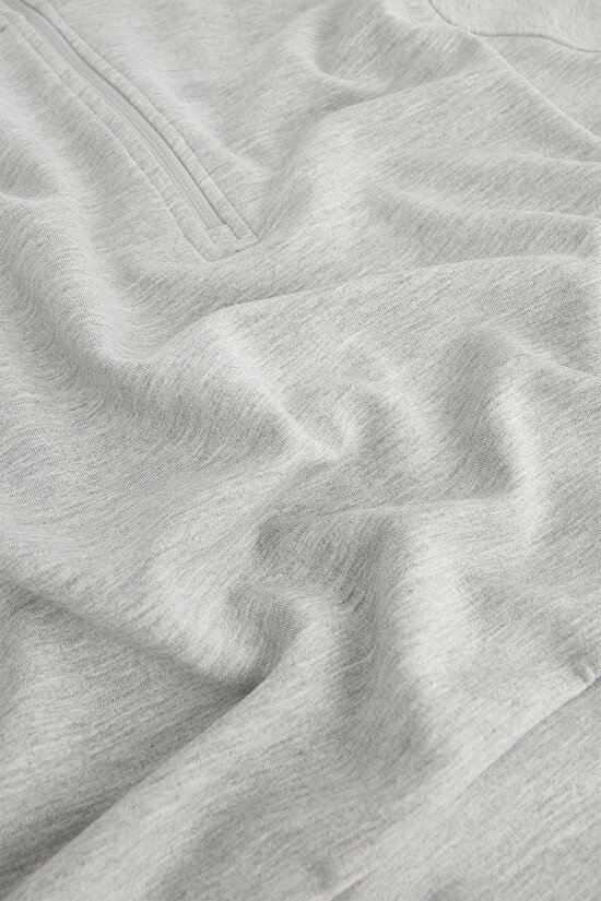 Gray Melange Modal Zipped Sweatshirt - 2