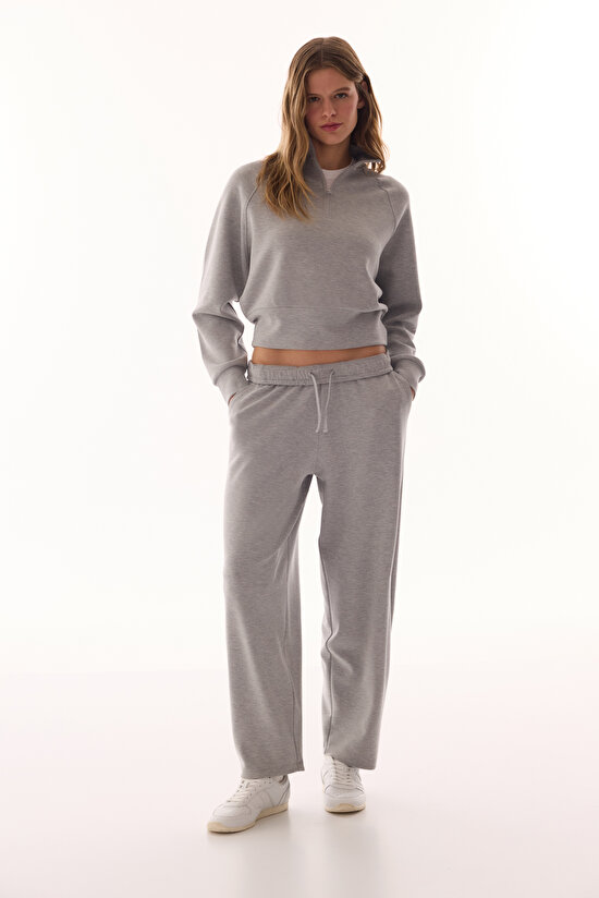 Gray Melange Modal Zipped Sweatshirt - 7