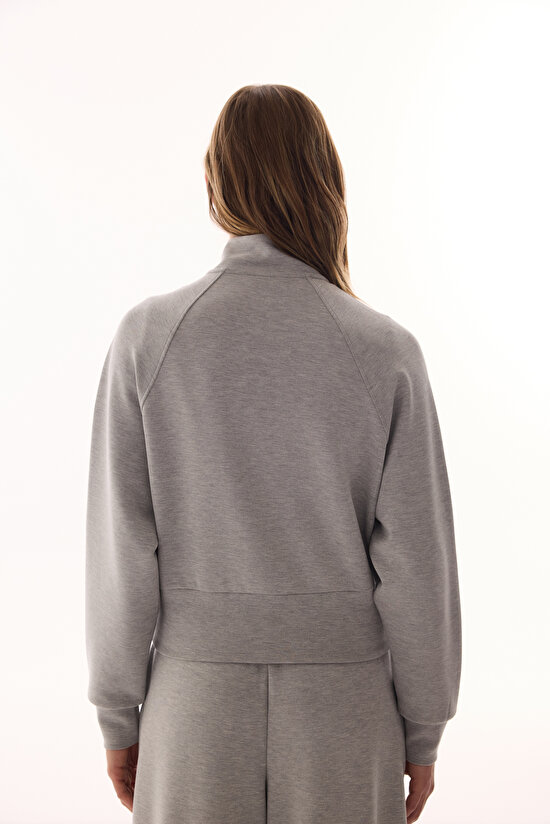 Gray Melange Modal Zipped Sweatshirt - 9