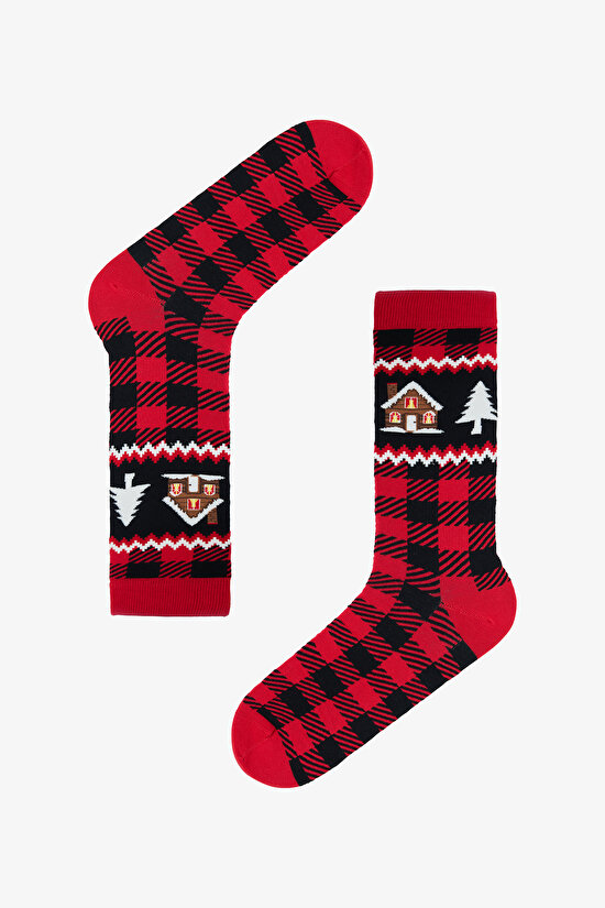 Kırmzı Erkek Gingerbread Soket Çorap - 2