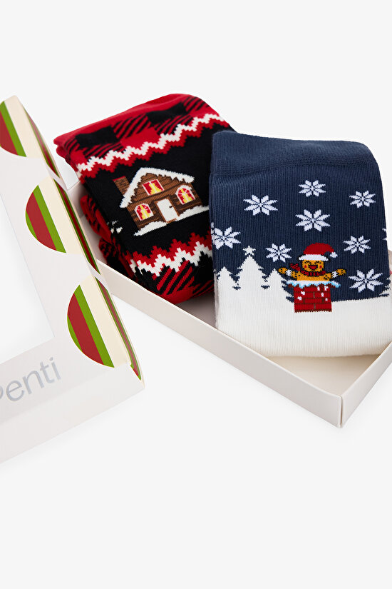 Kırmzı Erkek Gingerbread Soket Çorap - 5