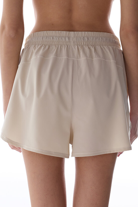 Beige Reflective Detail Sports Shorts - 3