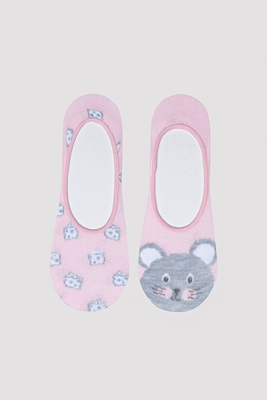 Cute Mouse Pembe 2li Babet Çorabı - 1