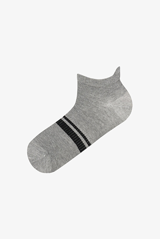 Erkek Açık Gri College Line Retro 3'lü Patik Çorap - 3