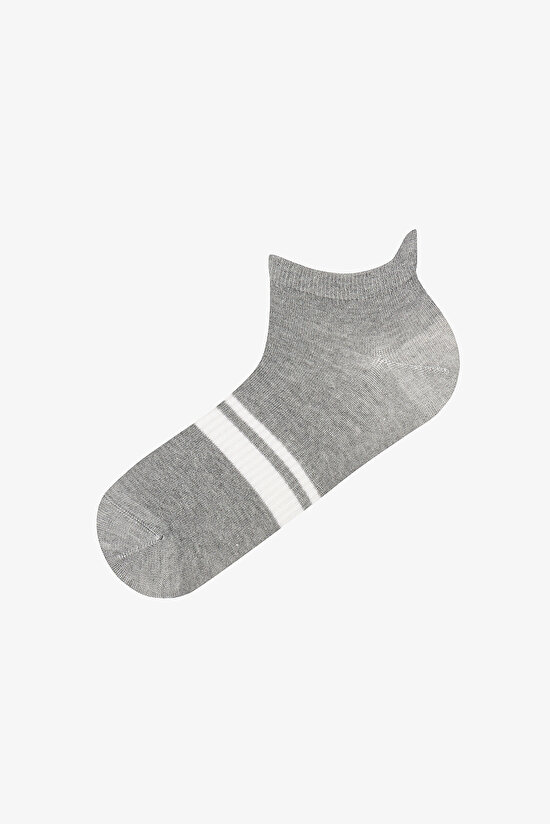 Erkek Açık Gri College Line Retro 3'lü Patik Çorap - 4