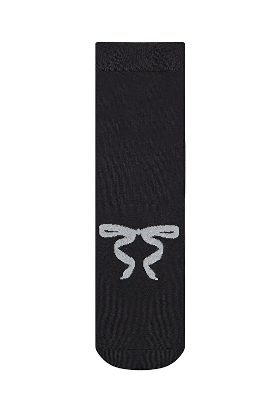 Pretty Ribbon 2li Siyah Beyaz Soket Çorap - 3