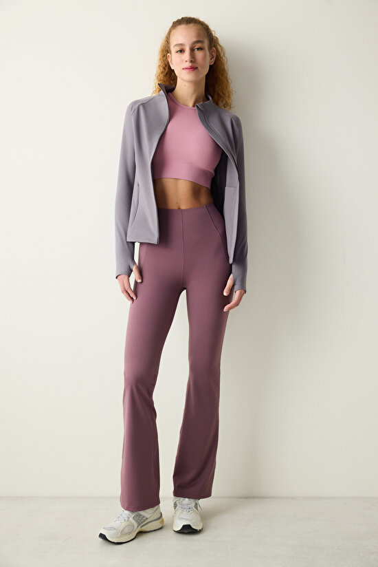 Gri Fermuarlı Dik Yaka Spor Ceketi - 5