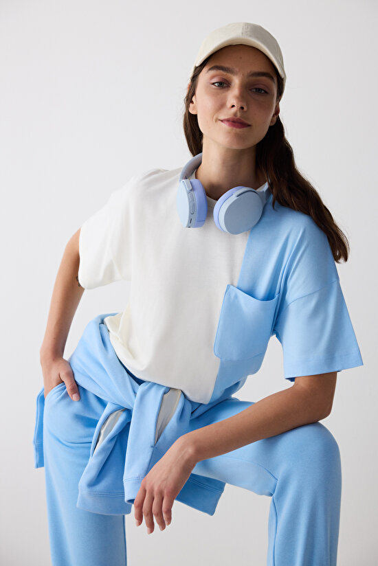 Beyaz Renk Bloklu Vanni Tişört - Saude Koleksiyonu  - 5