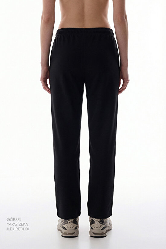 Siyah Yüksek Bel Düz Paça Modal Pantolon - 3