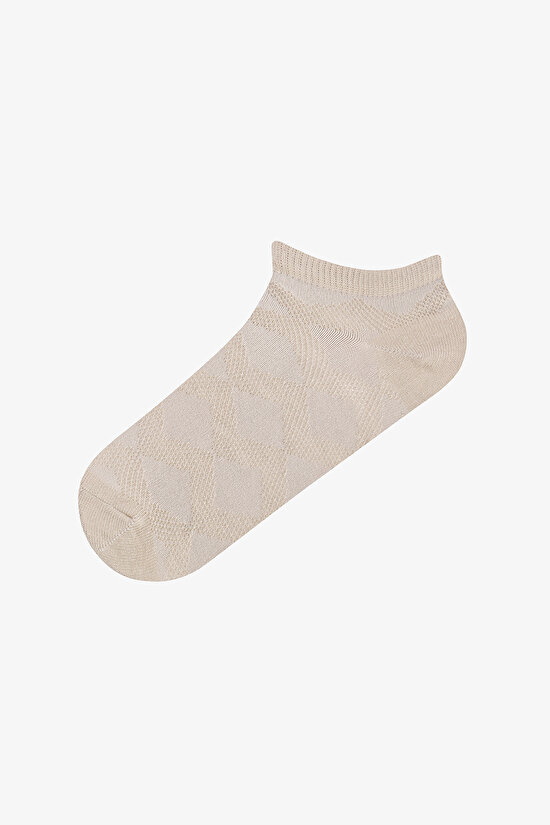 5 Çift Pamuklu Kendinden Desenli Patik Çorap - 2