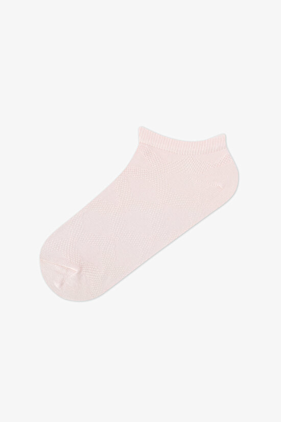 5 Çift Pamuklu Kendinden Desenli Patik Çorap - 3