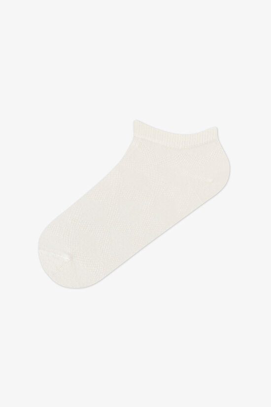 5 Çift Pamuklu Kendinden Desenli Patik Çorap - 4
