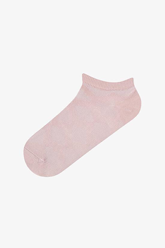 5 Çift Pamuklu Kendinden Desenli Patik Çorap - 5