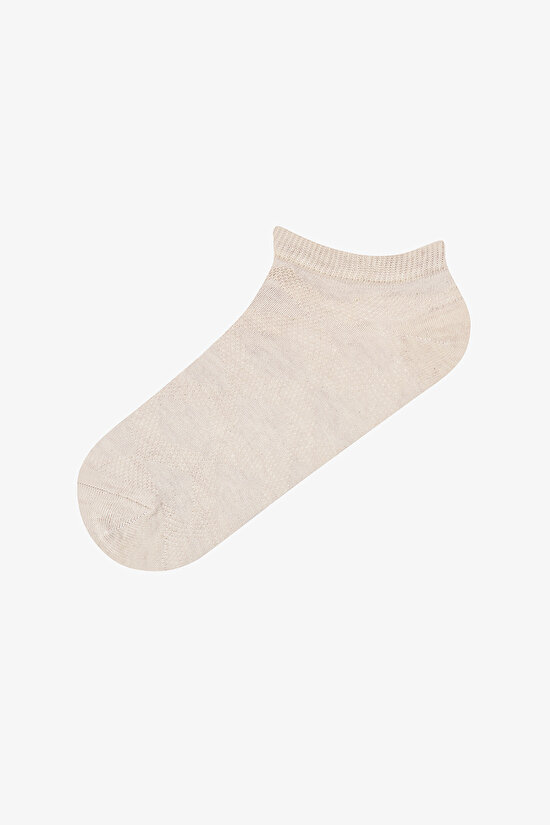 5 Çift Pamuklu Kendinden Desenli Patik Çorap - 6