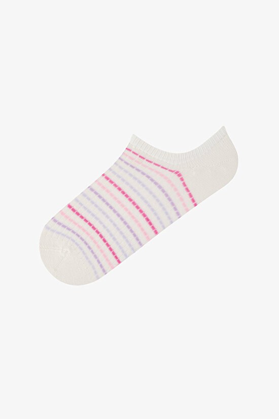 3 Pairs Seamless Toe Cotton Colorful Striped Patterned Sneaker Socks - 4