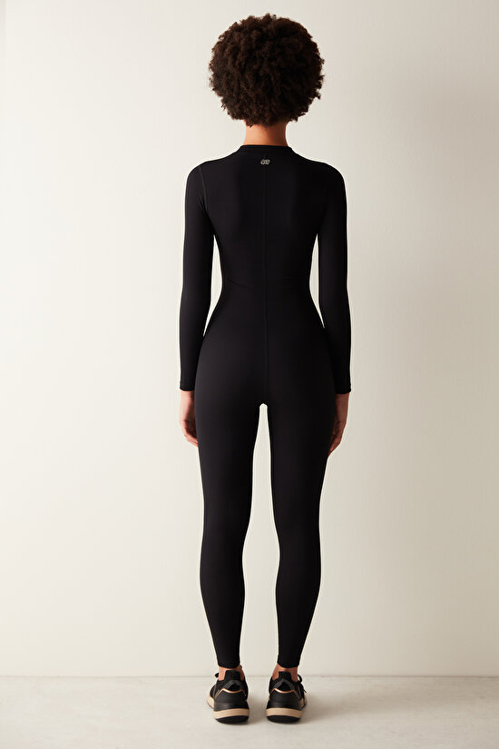 Black Long Sleeve Chocker Ankle Hight Leros Jumpsuit-Saude Collection - 8
