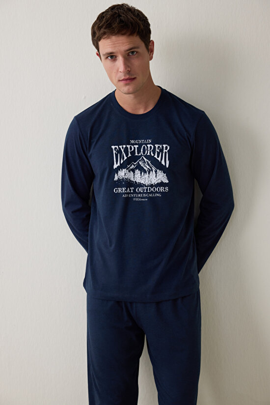 Erkek Everest Oversize Uzun Kollu Pijama Takımı - 3