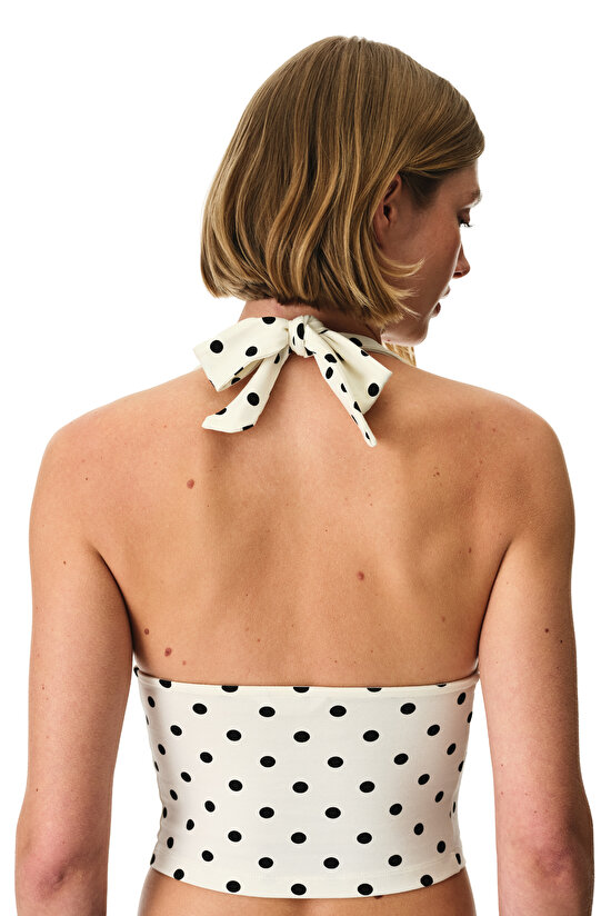 Puantiyeli Halter Yaka Pamuklu Üst - 3