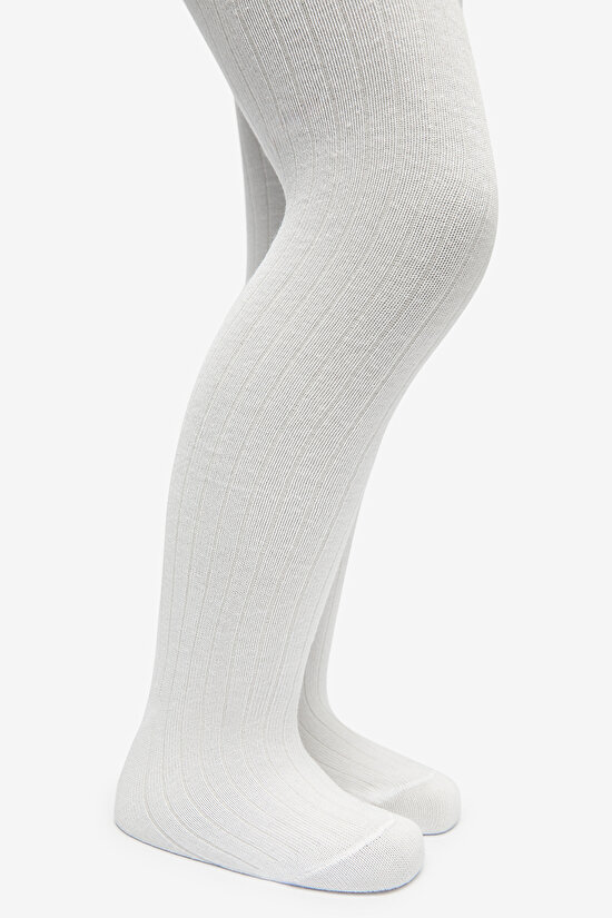 Pretty Rib 2li  Beyaz-Lacivert Külotlu Çorap - 3