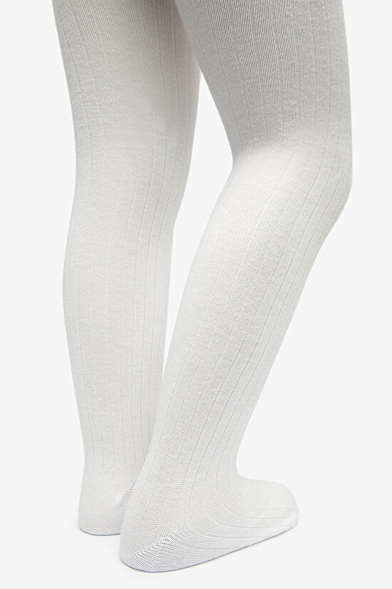 Pretty Rib 2li  Beyaz-Lacivert Külotlu Çorap - 4