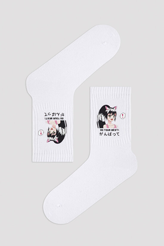 Anime Kalp Desenli 2li Soket Çorabı-Anime Koleksiyonu - 2