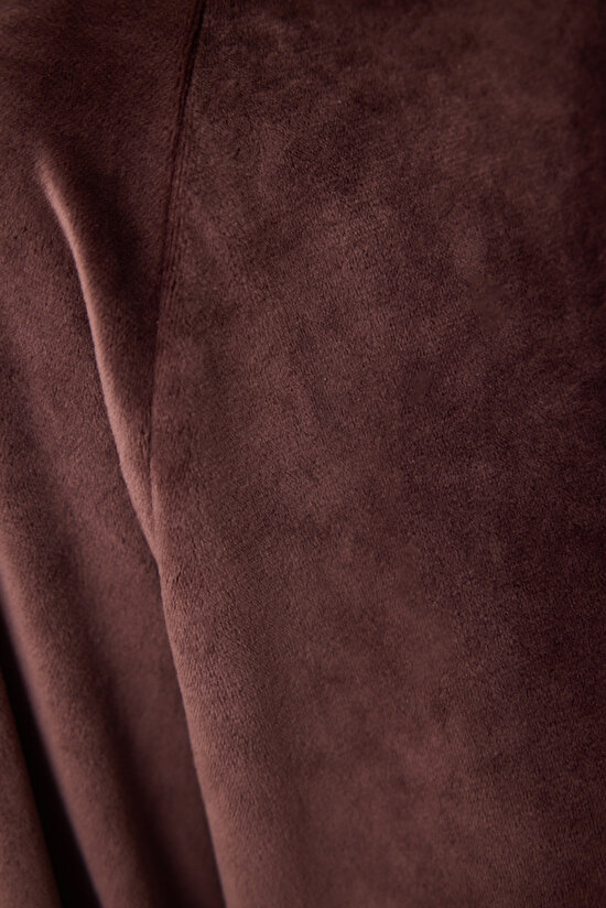 Kahverengi Yumuşak Kadife Sıcak Tutan Termal Etkili Kapüşonlu Sweatshirt - 5