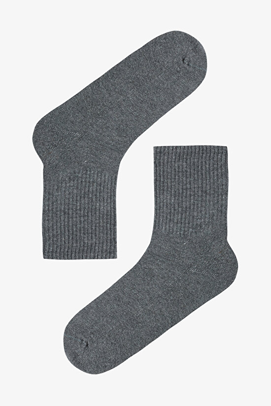 Siyah Gri Towel Tennis  2li Soket Çorap - 2