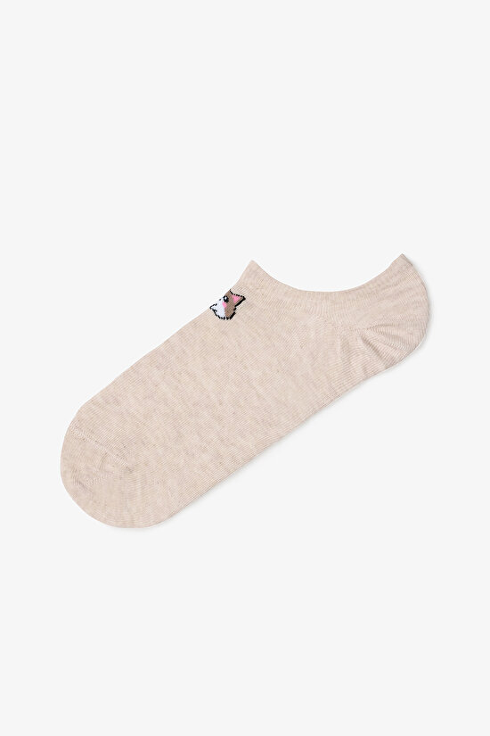3 Çift Pamuklu Kedi Desenli Sneaker Çorap - 4