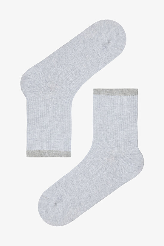 5 Çift Pamuklu Ribli Soket Çorap - 3