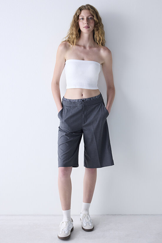 Beyaz CUPsecret Kendinden Pedli Straplez Crop Top - 6