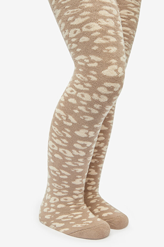 Pretty Leopard Towel Acı Kahverengi Külotlu Çorap - 3