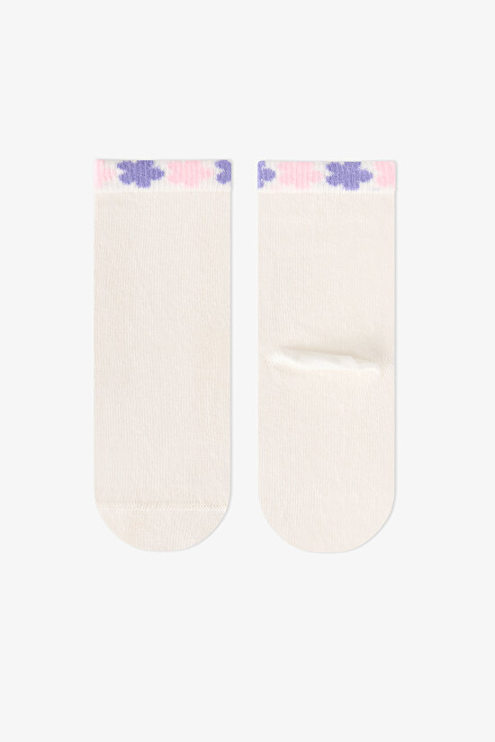 Kız Çocuk Pembe Feel Better Kedi Desenli Pamuklu 3 Çift Soket Çorap - 3