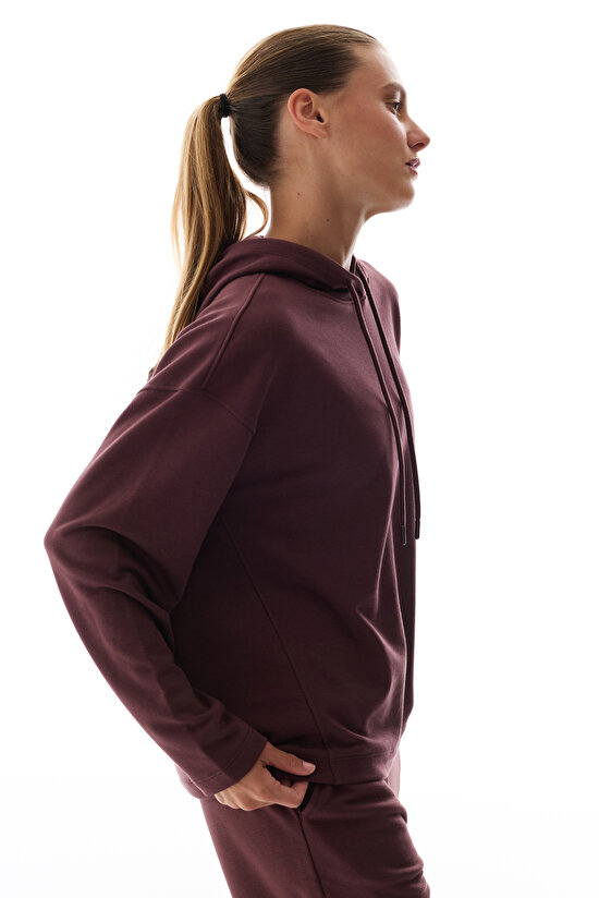 Kahverengi Oversize Plain Uzun Kollu Sweatshirt - 2