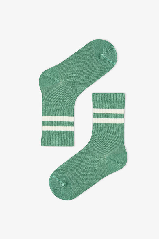 Erkek Çocuk Greeny Çizgili Pamuklu 3 Çift Soket Çorap - 3