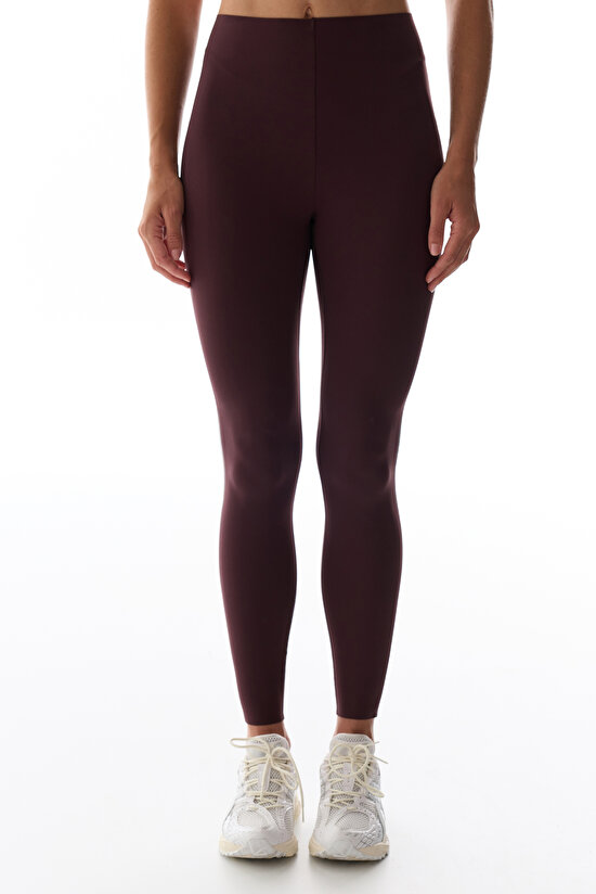 Koyu Bordo Contrast Back Lock Dikiş Detaylı Tayt - 1