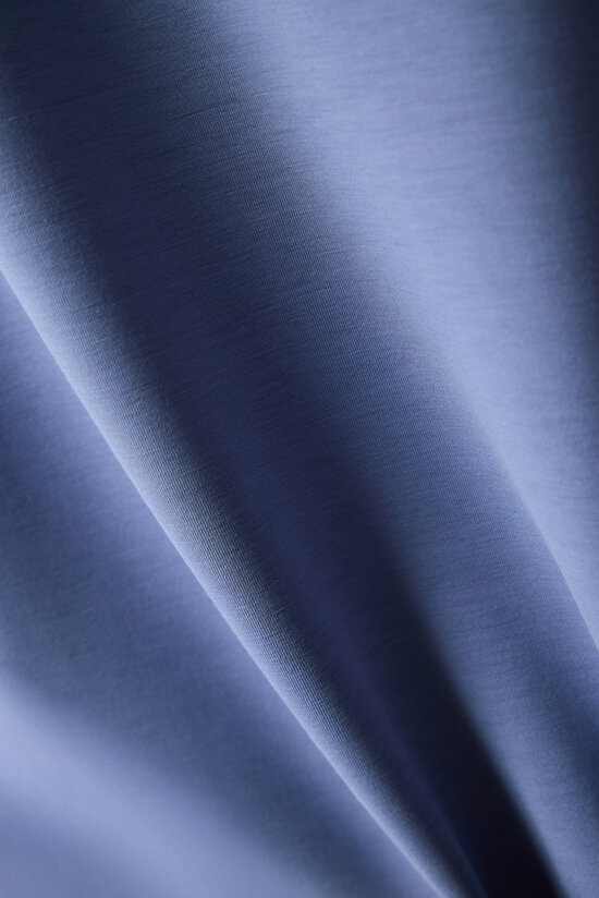 Koyu Mavi Bisiklet Yaka Loose Fit Modal Sweatshirt - 5