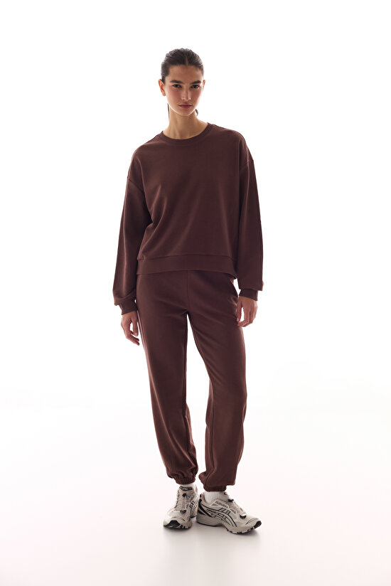 Kahverengi Dikiş Detaylı Active Sweatshirt - 3