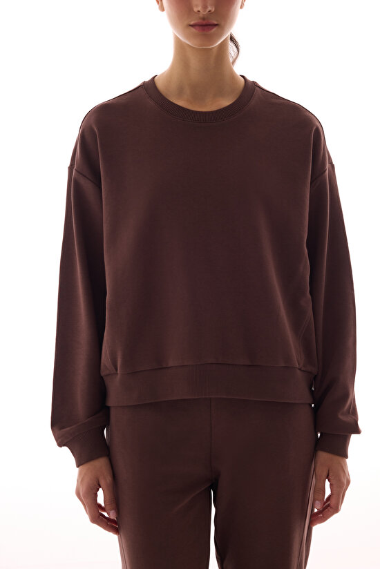 Kahverengi Dikiş Detaylı Active Sweatshirt - 4