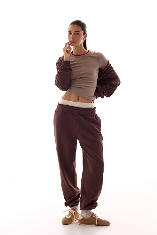 Kahverengi Dikiş Detaylı Active Sweatshirt - 6