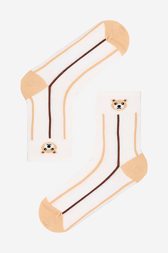 2 Çift Pamuklu Ayı Desenli Çizgili Soket Çorpa 2 Çift Pamuklu Ayı Desenli Çizgili Soket Çorpa - 3