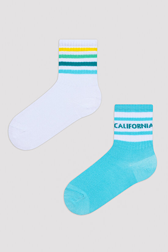 Erkek Çocuk California Beyaz 2li Soket Çorap - 1