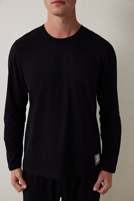 Antrasit Erkek Street Oversize Rahat Kalıp Uzun Kollu Pijama Takımı - 5