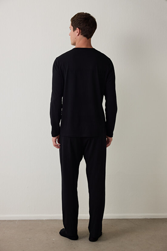 Antrasit Erkek Street Oversize Rahat Kalıp Uzun Kollu Pijama Takımı - 7