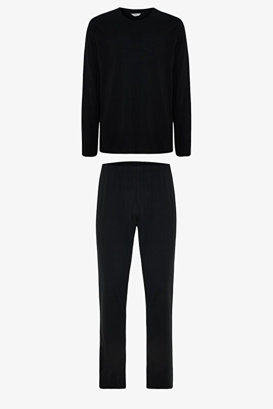 Antrasit Erkek Street Oversize Rahat Kalıp Uzun Kollu Pijama Takımı - 8