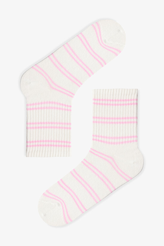 3 Pairs Cotton Striped Patterned Socket Socks - 5
