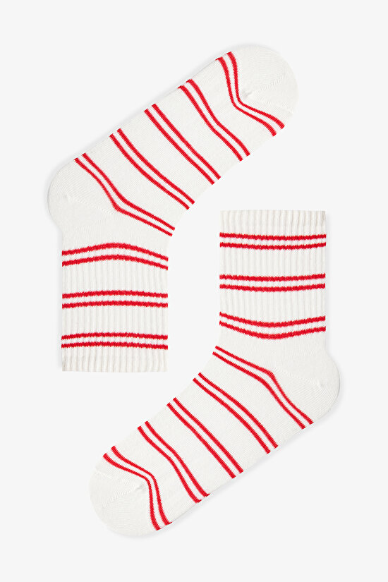 3 Pairs Cotton Striped Patterned Socket Socks - 7